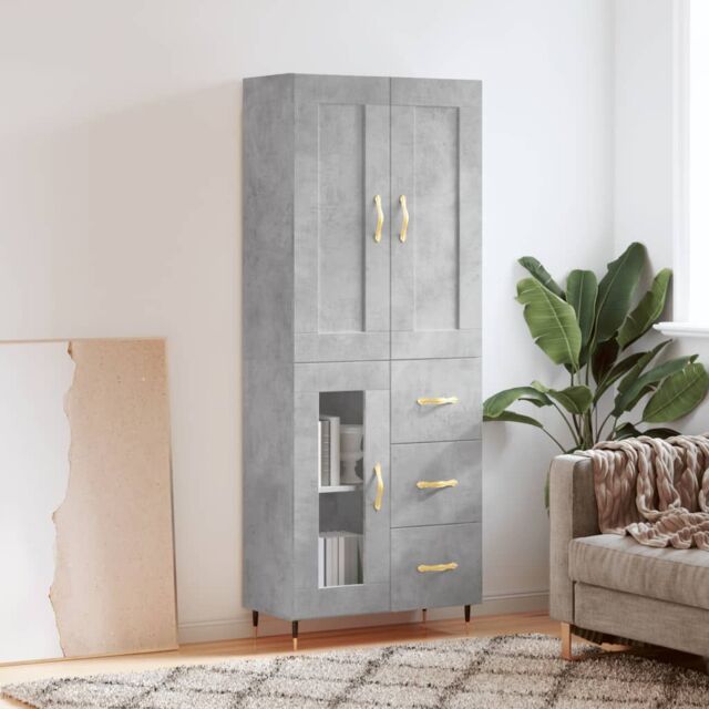 Berkfield Home Highboard Concrete Grey 69.5x34x180 cm Engineered Wood - image 1