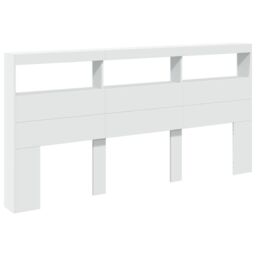 Berkfield Home Headboard Cabinet with LED White 200x17x102 cm - Size: 200 x 17 x 102 cm - thumbnail 3