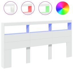Berkfield Home Headboard Cabinet with LED White 200x17x102 cm - Size: 200 x 17 x 102 cm - thumbnail 2