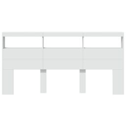 Berkfield Home Headboard Cabinet with LED White 200x17x102 cm - Size: 200 x 17 x 102 cm - thumbnail 4