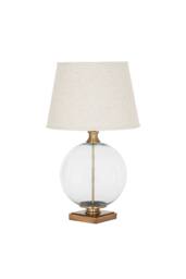 KDMD Lunel Glass Orb Table Lamp with Linen Shade Elegant Modern Lighting in Light Brown - thumbnail 3