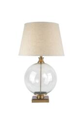 KDMD Lunel Glass Orb Table Lamp with Linen Shade Elegant Modern Lighting in Light Brown - thumbnail 2