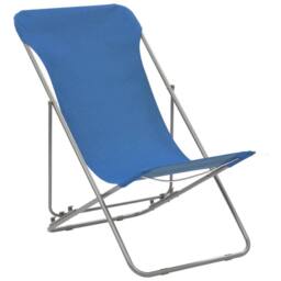 Berkfield Home Folding Beach Chairs 2 pcs Steel & Oxford Fabric Blue - thumbnail 1