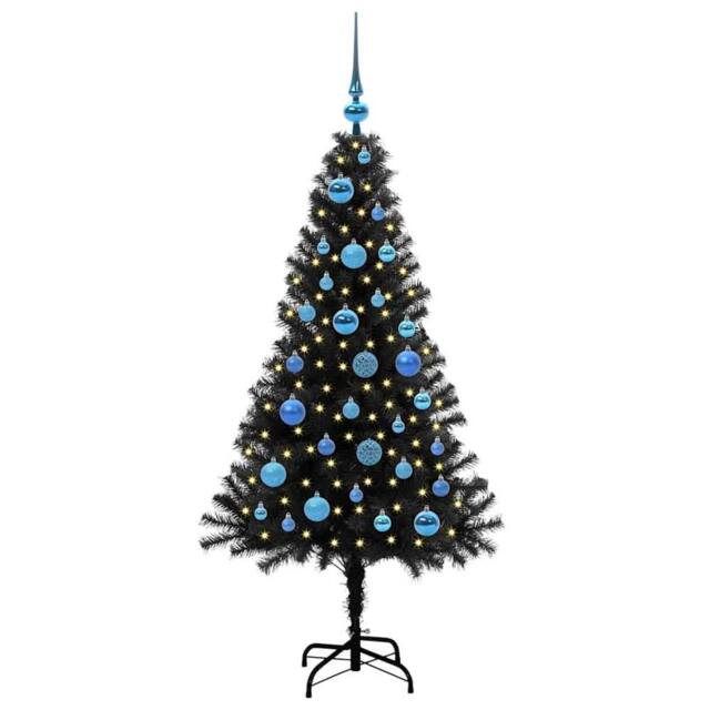 Berkfield Home Lush Christmas Tree with 150 LEDs with Stand Black 150 cm PVC - image 1