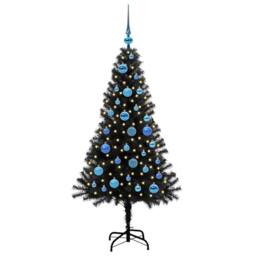 Berkfield Home Lush Christmas Tree with 150 LEDs with Stand Black 150 cm PVC