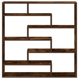 Berkfield Home Wall Cube Shelf 7 Compartments Smoked Oak Engineered Wood in Brown - thumbnail 4