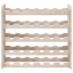 Berkfield Home Beautiful Wine Rack 67.5x25x60 cm Solid Wood Pine in Natural - thumbnail 5