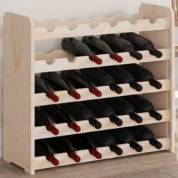 Berkfield Home Beautiful Wine Rack 67.5x25x60 cm Solid Wood Pine in Natural - thumbnail 2
