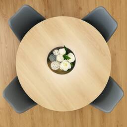 KOSY KOALA Modern Round Dining Table Set With 4 Grey Plastic Chairs - thumbnail 3