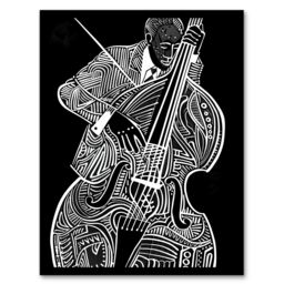 Artery8 Double Bass Black White Jazz Music Player Design Framed Art Print - Size: A4 - thumbnail 1