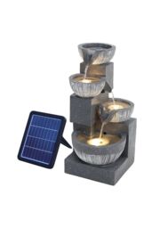 Garden Sanctuary 4-Tier Solar Powered Water Fountain Outdoor Rockery Deco in Natural - thumbnail 5