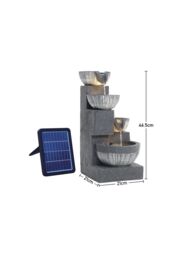Garden Sanctuary 4-Tier Solar Powered Water Fountain Outdoor Rockery Deco in Natural - thumbnail 6