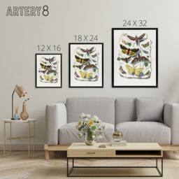 "Artery8 Paul Gervais Butterflies Moths Vintage Illustration Framed Canvas Art in White - Size: W12"" x H16""" - thumbnail 4