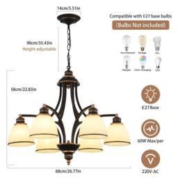 Garwarm 6 - Light Dimmable Classic / Traditional Chandelier in Black - thumbnail 5