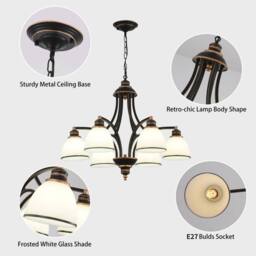 Garwarm 6 - Light Dimmable Classic / Traditional Chandelier in Black - thumbnail 7