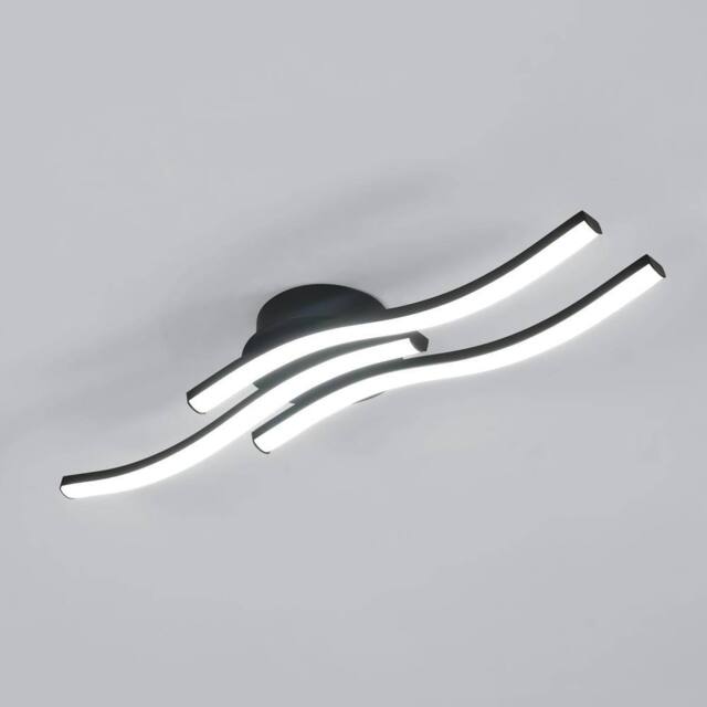 Goeco LED Ceiling Light, 18W Modern Chandelier with 3 Bars Wavy Design 6500K in Black - image 1