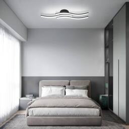 Goeco LED Ceiling Light, 18W Modern Chandelier with 3 Bars Wavy Design 6500K in Black - thumbnail 3