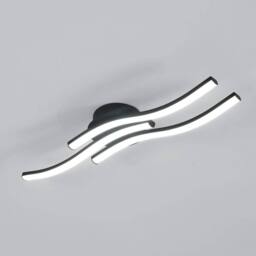 Goeco LED Ceiling Light, 18W Modern Chandelier with 3 Bars Wavy Design 6500K in Black - thumbnail 1