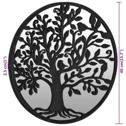 Berkfield Home Garden Mirror Black 40x2.5 cm Iron Round for Outdoor Use - thumbnail 6