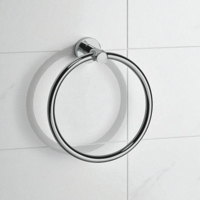 Showerdrape Modernity Chrome Stainless Steel Wall Mounted Towel Ring in Silver - image 1