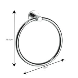 Showerdrape Modernity Chrome Stainless Steel Wall Mounted Towel Ring in Silver - thumbnail 2