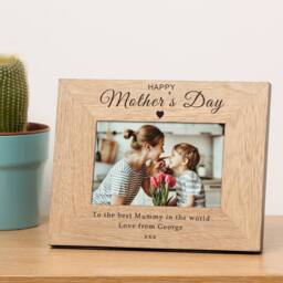 Uniqueful Women's Personalised Happy Mothers Day Wood Picture Frame 6x4 for Mum in Brown - thumbnail 4