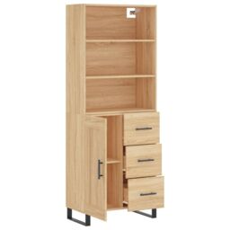 Berkfield Home Highboard Sonoma Oak 69.5x34x180 cm Engineered Wood in Brown - thumbnail 4