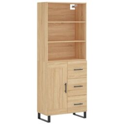 Berkfield Home Highboard Sonoma Oak 69.5x34x180 cm Engineered Wood in Brown - thumbnail 2