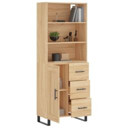 Berkfield Home Highboard Sonoma Oak 69.5x34x180 cm Engineered Wood in Brown - thumbnail 3