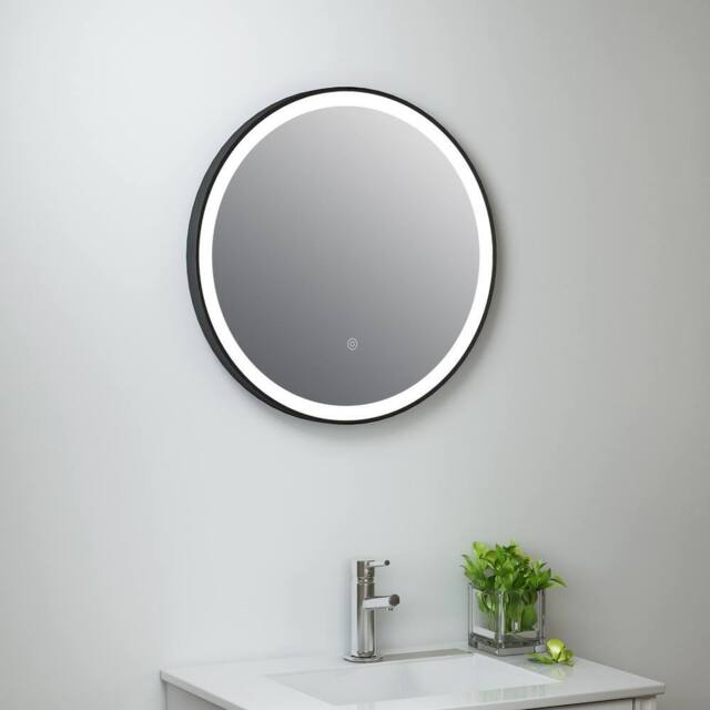 Bathroom Kingdom Rosie Black Round Illuminated LED Mirror 600mm - image 1