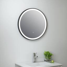 Bathroom Kingdom Rosie Black Round Illuminated LED Mirror 600mm - thumbnail 1