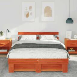 Berkfield Home with Headboard Brown 160 x 200 cm Pine wood - thumbnail 4