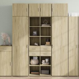Berkfield Home Highboard Sonoma Oak 70x42.5x185 cm Engineered Wood in Brown - thumbnail 1