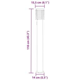 Berkfield Home Outdoor Floor Lamp with Outlet Silver 110cm Stainless Steel - thumbnail 7