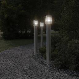 Berkfield Home Outdoor Floor Lamp with Outlet Silver 110cm Stainless Steel