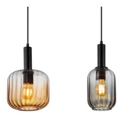 Netlighting Valletta Bar Pendant Ceiling Light Matt Black Glass Shade 4x E27 - thumbnail 4