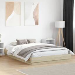 Berkfield Home Bed Frame without Mattress Sonoma Oak 120x200 cm in Light Brown - Size: Small Double - thumbnail 2
