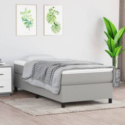 Berkfield Home Bed Frame without Mattress Light Grey Single Fabric (UK/IE/FI/NO only) - thumbnail 1