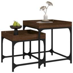 Berkfield Home Side Tables 2 pcs Brown Oak Engineered Wood - thumbnail 4