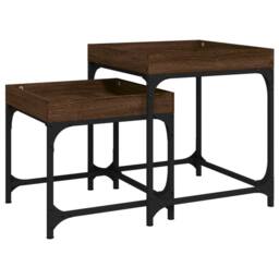 Berkfield Home Side Tables 2 pcs Brown Oak Engineered Wood - thumbnail 2