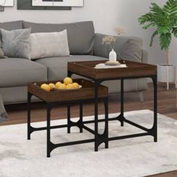 Berkfield Home Side Tables 2 pcs Brown Oak Engineered Wood