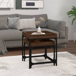Berkfield Home Side Tables 2 pcs Brown Oak Engineered Wood - thumbnail 3