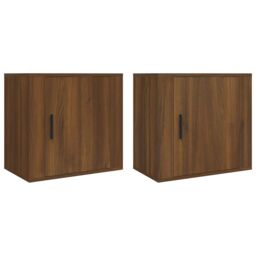 Berkfield Home Wall-mounted Bedside Cabinets 2 pcs Brown Oak 50x30x47 cm - Size: 50 x 30 x 47 cm - thumbnail 2