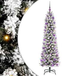 Berkfield Home Stunning Artificial Christmas Tree with 300 LEDs Green & white - thumbnail 3