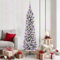 Berkfield Home Stunning Artificial Christmas Tree with 300 LEDs Green & white - thumbnail 2