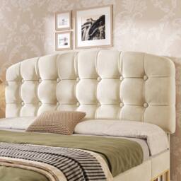 Merax 5FT Velvet Upholstered King Storage Bed with Adjustable Headboard in Beige - thumbnail 9
