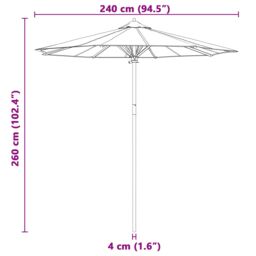 Berkfield Home Garden Parasol Cream White 240x260 cm Bamboo - thumbnail 7