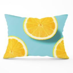 Warren Reed - Designer Fresh Lemons Cushions in Blue - Size: 45 cm x 45 cm - thumbnail 1