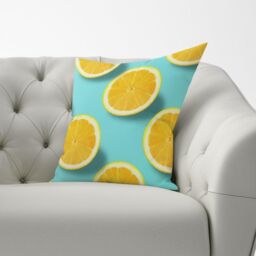 Warren Reed - Designer Fresh Lemons Cushions in Blue - Size: 45 cm x 45 cm - thumbnail 2