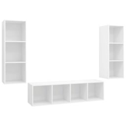 Berkfield Home 3 Piece TV Cabinet Set White Engineered Wood - thumbnail 2